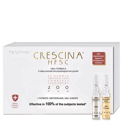Средство для роста и против выпадения волос для мужчин HFSC Transdermic Complete Treatment 200 Crescina,10+10 UA00816 фото