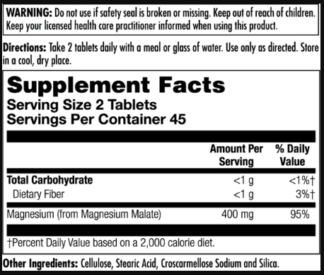 Magnesium Malate 400mg - 90 tabs 24506 фото