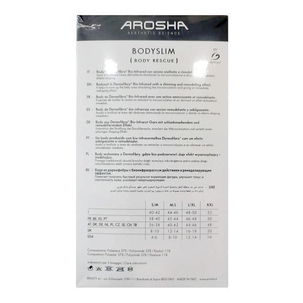 Чорне боді-слім розмір M/L .503 BODYSLIM Body in Bio-Infrared Dermofibra Size M/L AROSHA, 1 шт 2863320675 фото