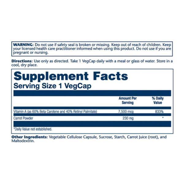 Vitamin A Dry Form 7600mcg - 60 caps 29809 фото