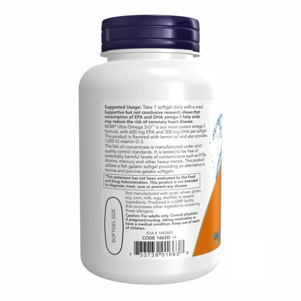 Ultra Omega 3-D&trade; Fish Oil - 180 Fish Softgels 22058 фото