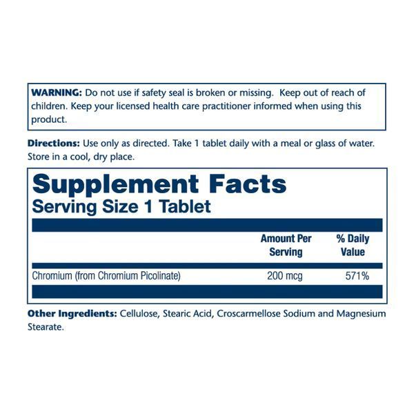 Chromium Picolinate 200mcg - 50 tabs 26120 фото