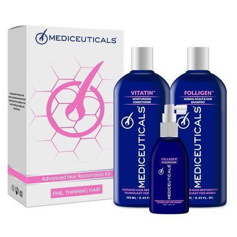Набор для стимулирования роста волос для женщин Advanced Hair Restoration Kit Mediceuticals, 2х250 мл +125 мл 2816475882 фото