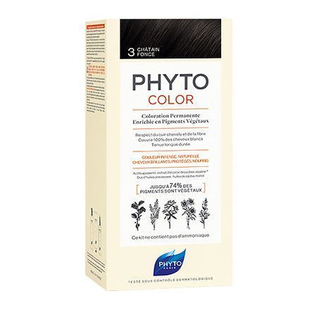 Фіто Фітоколор Безаміачна крем-фарба для волосся Phyto PhytoColor Coloration Permanente 3 Темний шатен 112 мл РН10017 фото