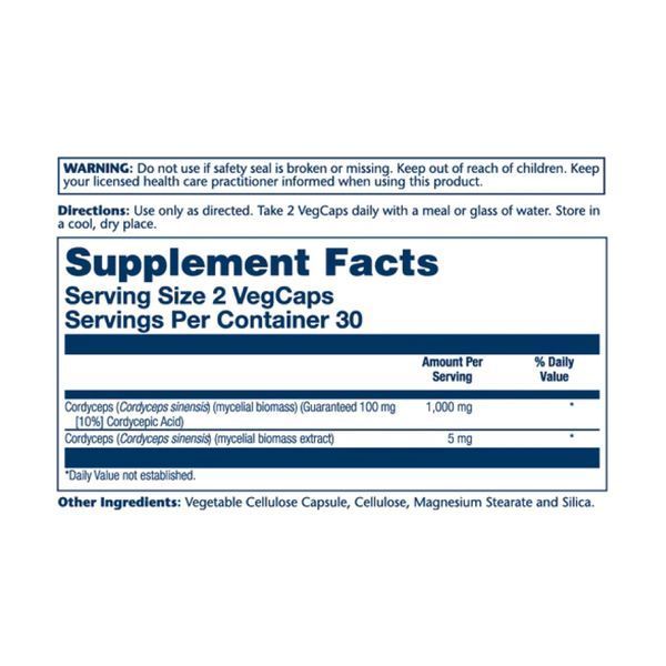 Cordyceps Mushroom Extract 1000mg - 60 vcaps 26590 фото