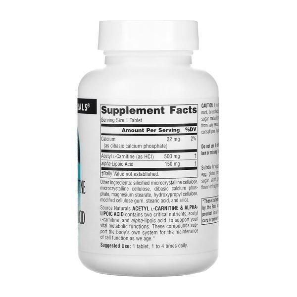 Acetyl L-Carnitine & Alpha-Lipoic Acid 650mg - 60 tabs 28639 фото