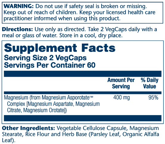 Magnesium Asporotate 400mg - 120 vcaps 23541 фото