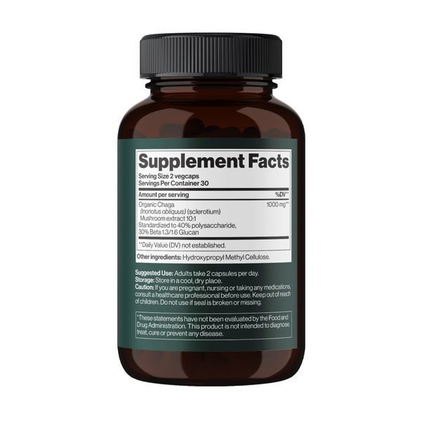 Chaga Mushroom 1000 mg - 60 vegcaps (Повреждена банка) 33882 фото