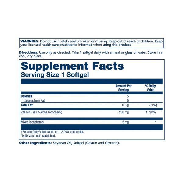 Vitamin E d-Alpha Tocopherol 268mg - 50 softgels 26879 фото