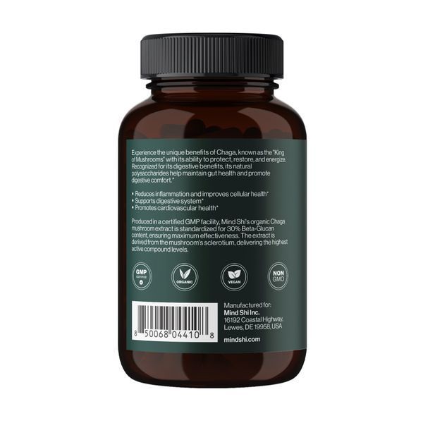 Chaga Mushroom 1000 mg - 60 vegcaps (Повреждена банка) 33882 фото