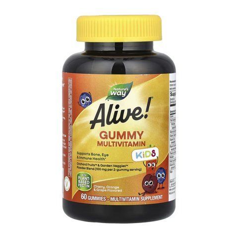 Alive! Children's Gummy Multivitamin, Gluten Free, Made with Pectin - 60 gummies 26029 фото