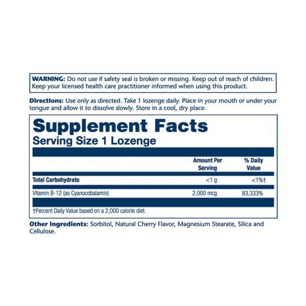 Vitamin B-12 2000mcg - 90 lozenges Natural Cherry 26884 фото