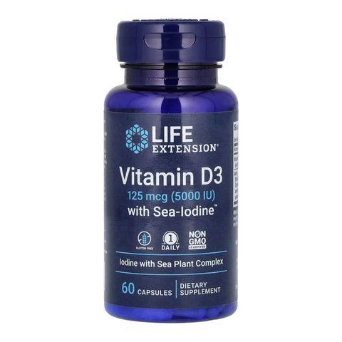 Vit D3 with Sea-Iodine&trade; 125 mcg (5000 IU) - 60 caps 26308 фото