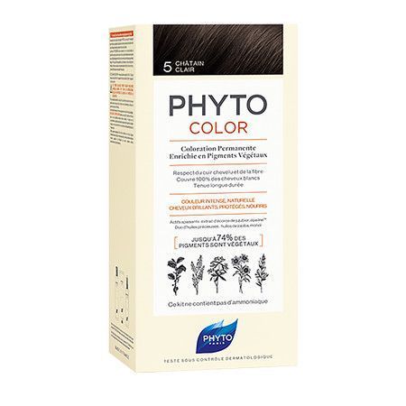 Фито Фитоколор безаммиачная крем-краска для волос Phyto PhytoColor Permanente 5 Светлый шатен 112 мл РН10020 фото